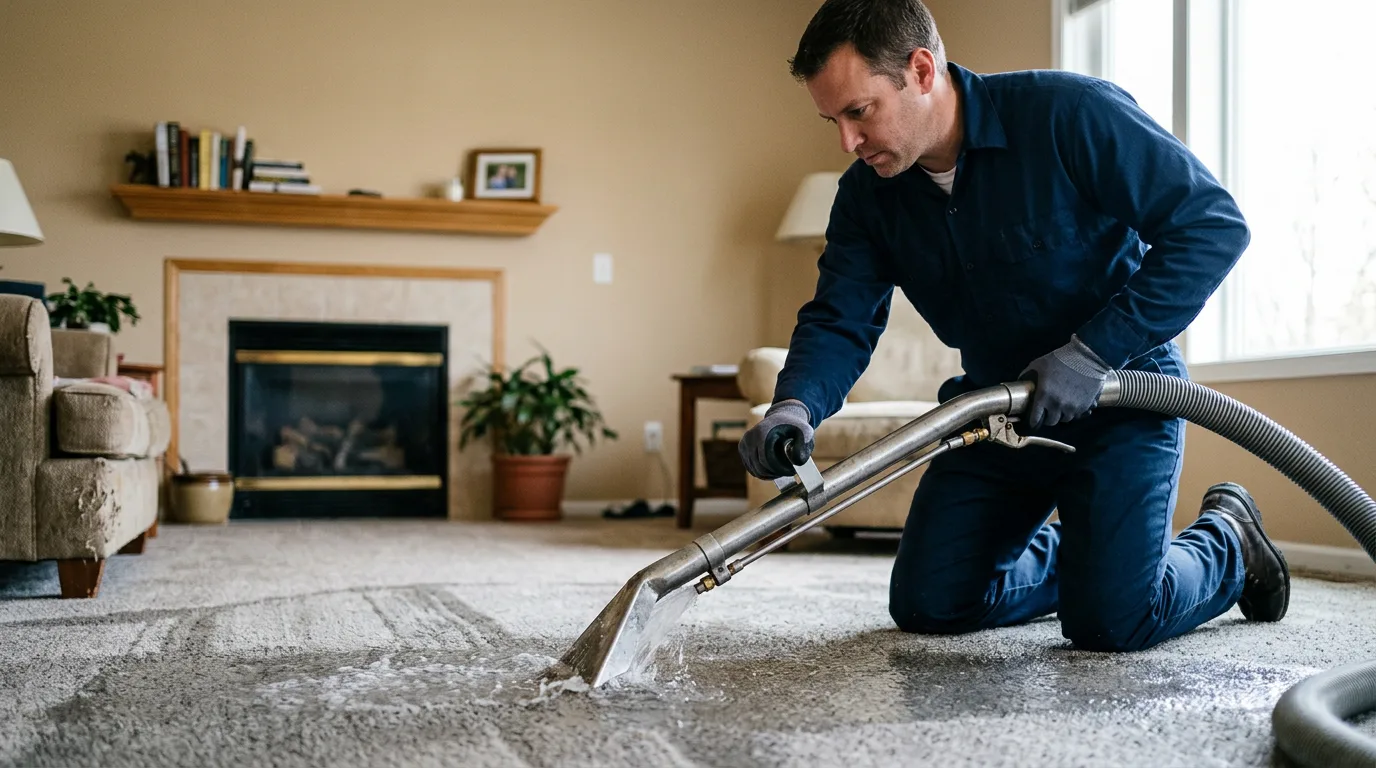 Water damage restoration technician working near Johnson City, NY